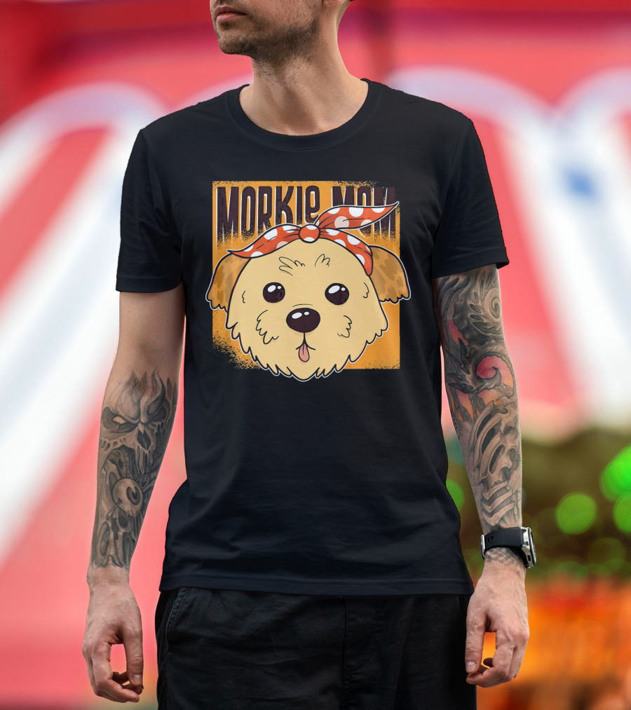 Morkie Mom Maltese Yorkshire Cartoon Dog Bandana T-Shirt