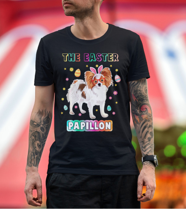 Premium T-Shirt: The Easter Papillon with Bunny Ears and Colorful Eggs T-Shirt The Easter Papillon with Bunny Ears and Colorful Eggs T-Shirt