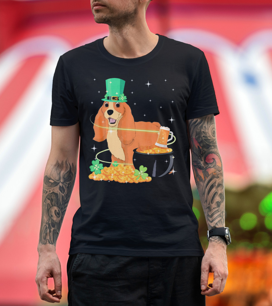 Shamrock Gold American Cocker Spaniel St. Patrick's Day Pot of Gold T-Shirt