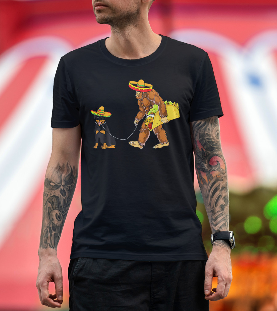 Cinco De Mayo Bigfoot Taco Rottweiler Sombrero T-Shirt