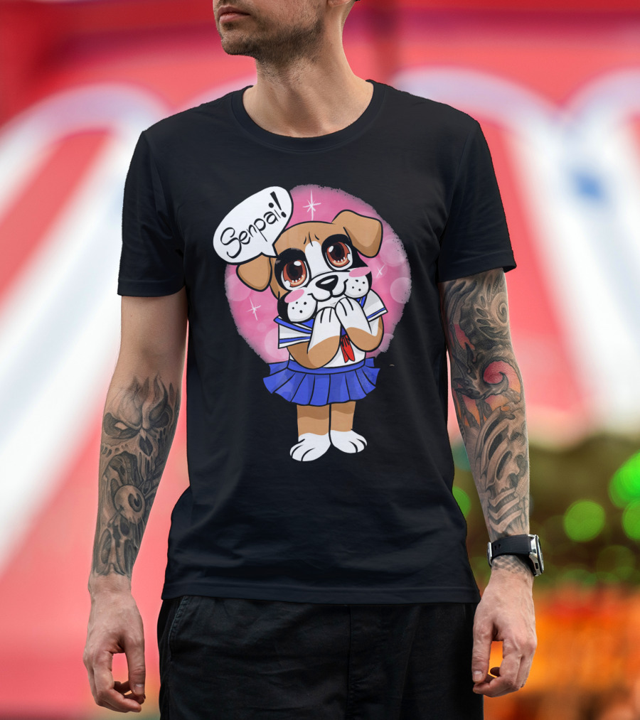 Boxer Dog Kawaii Senpai Cute Fun Anime T-Shirt