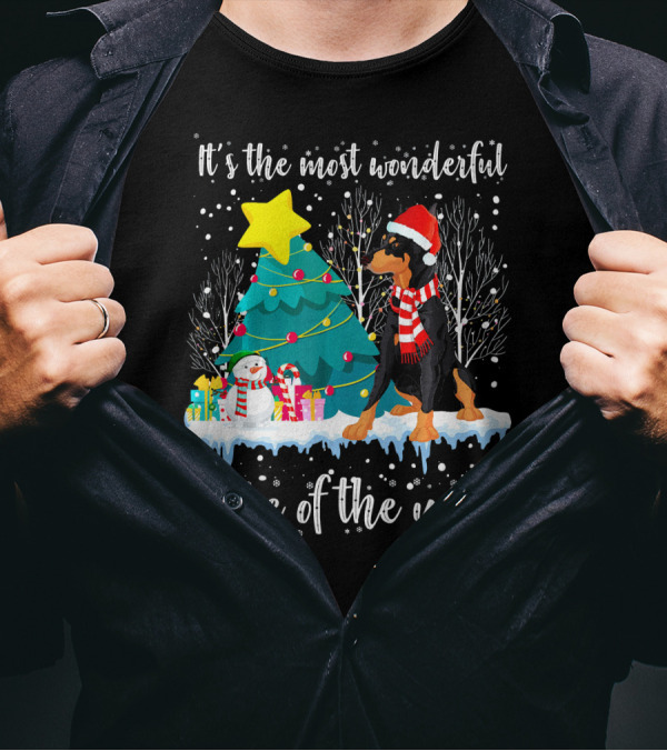 It's The Most Wonderful Time Of The Year Doberman Christmas Scene T-Shirt