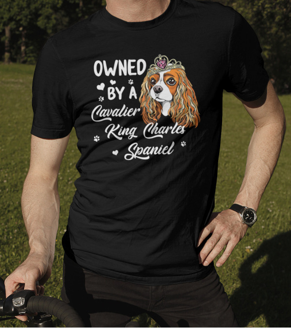 OWNED BY A CAVALIER KING CHARLES SPANIEL WITH CROWN AND HEARTS T-Shirt