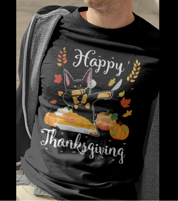 Happy Thanksgiving Doberman Dabbing Eating Turkey T-Shirt