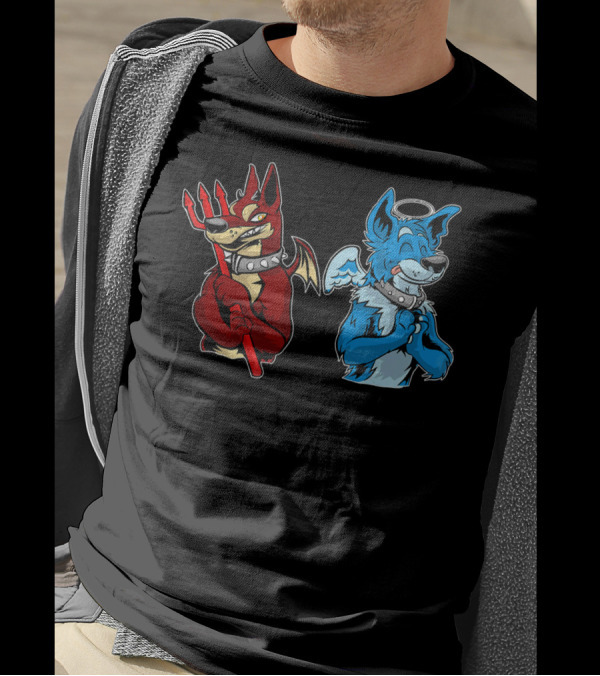 Good Vs Evil Doberman Pinscher Angel Devil Contrast T-Shirt
