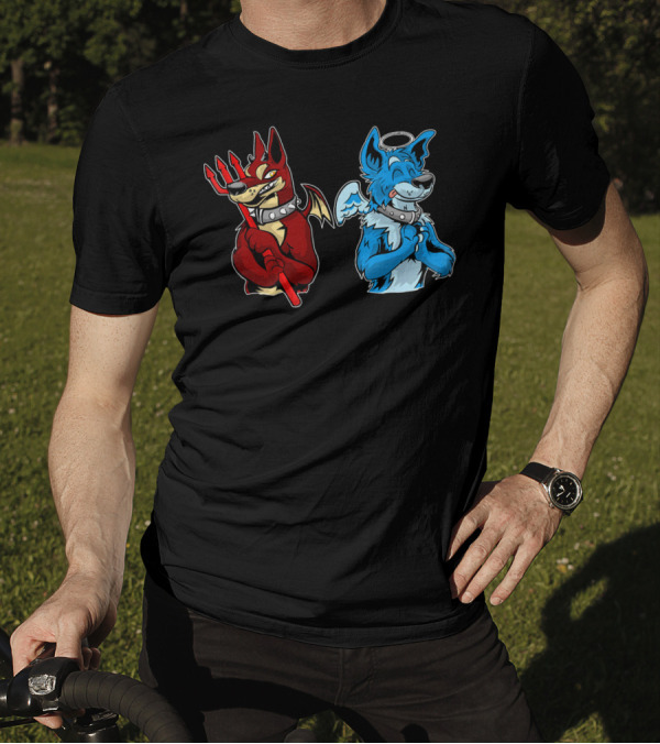 Good Vs Evil Doberman Pinscher Angel Devil Contrast T-Shirt
