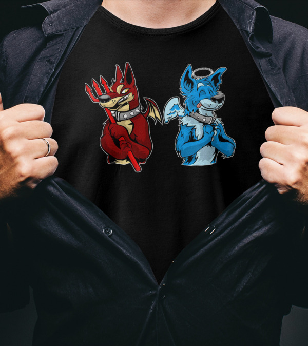 Good Vs Evil Doberman Pinscher Angel Devil Contrast T-Shirt