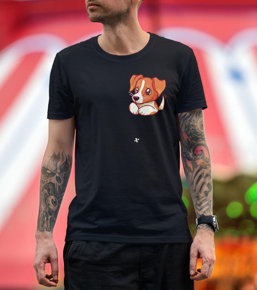 Pocket Cute Jack Russell Terrier Peeking Out Playfully T-Shirt