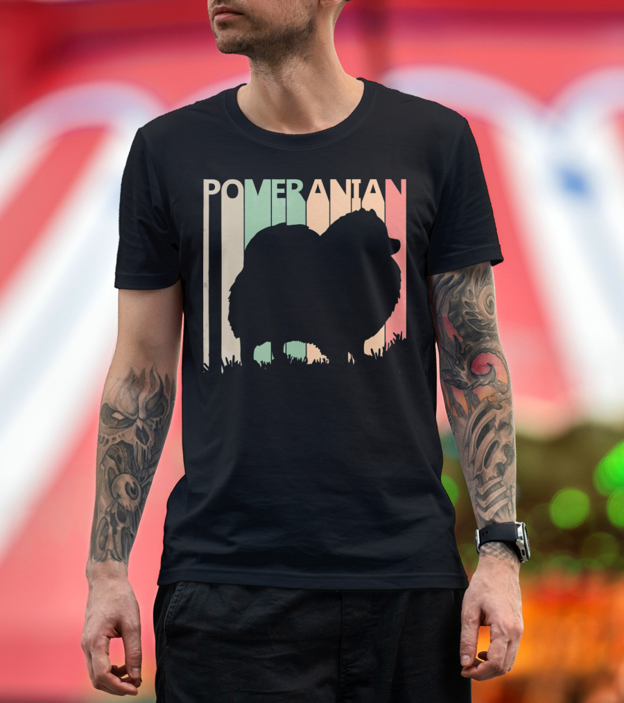 Pomeranian Vintage Retro Silhouette Style for College T-Shirt