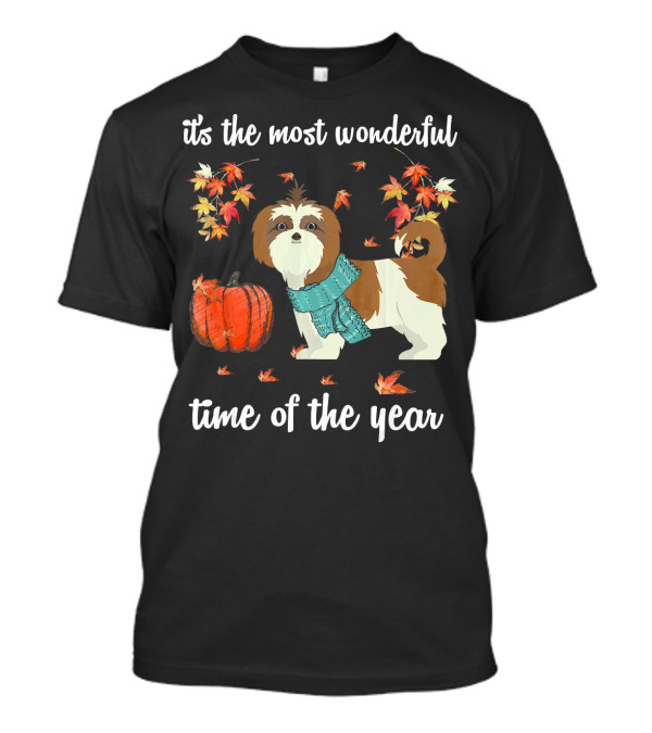 It's The Most Wonderful Time Of The Year Shih Tzu Dog Autumn Fall T-Shirt
