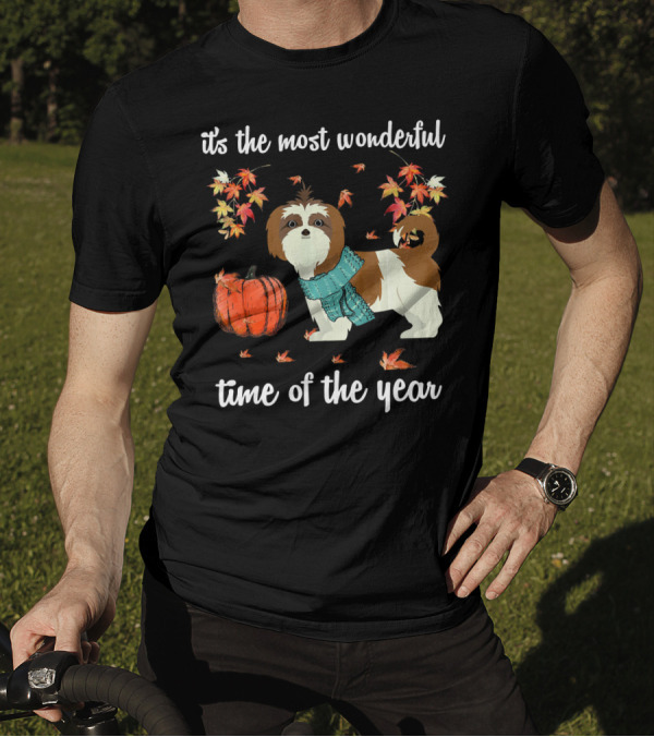 It's The Most Wonderful Time Of The Year Shih Tzu Dog Autumn Fall T-Shirt