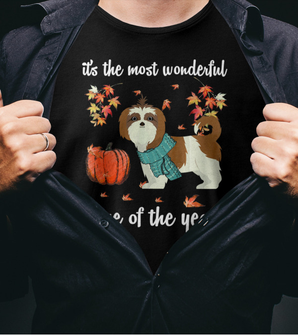 It's The Most Wonderful Time Of The Year Shih Tzu Dog Autumn Fall T-Shirt