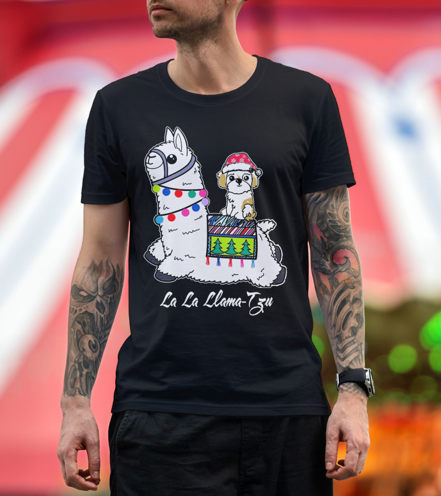 La La Llama-Tzu Christmas Dog Santa Lover T-Shirt