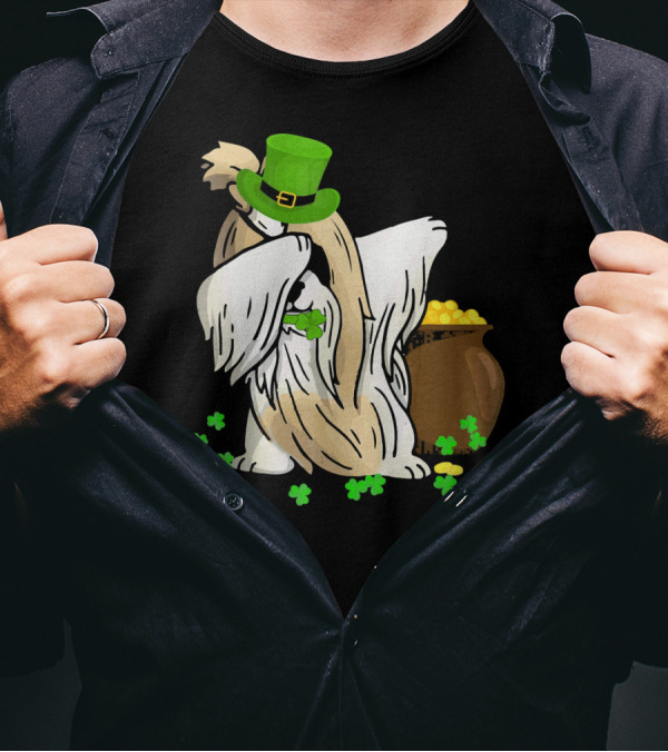 SHIH TZU Dabbing St Patricks Day Clover And Gold T-Shirt