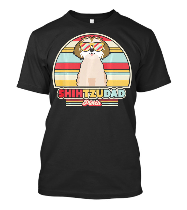 Shih Tzu Dad Retro Style Prickly Punch Vintage Stripes T-Shirt