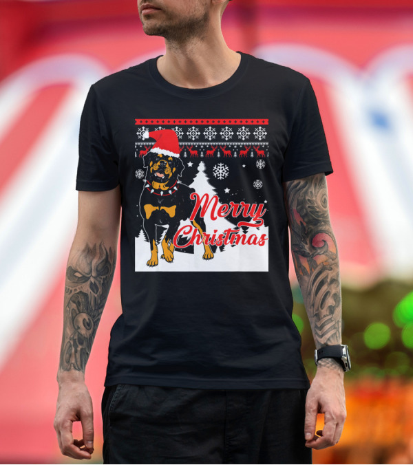 Premium T-Shirt: Merry Christmas Rottweiler DOG T-Shirt Merry Christmas Rottweiler DOG T-Shirt