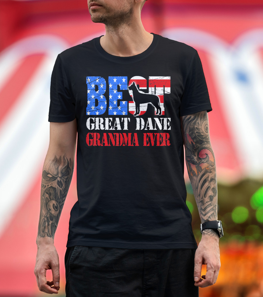 BEST Great Dane Grandma Ever American Flag Dog T-Shirt