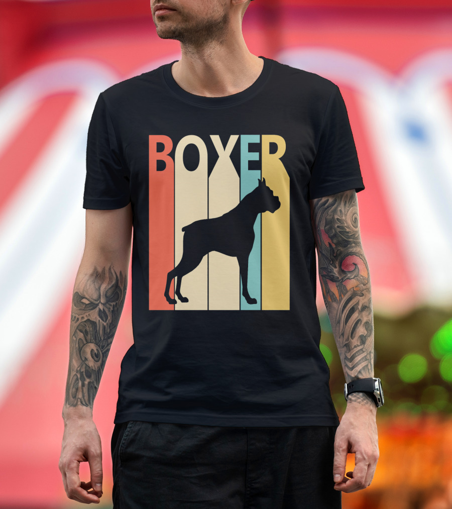 Boxer Silhouette Retro Stripes T-Shirt