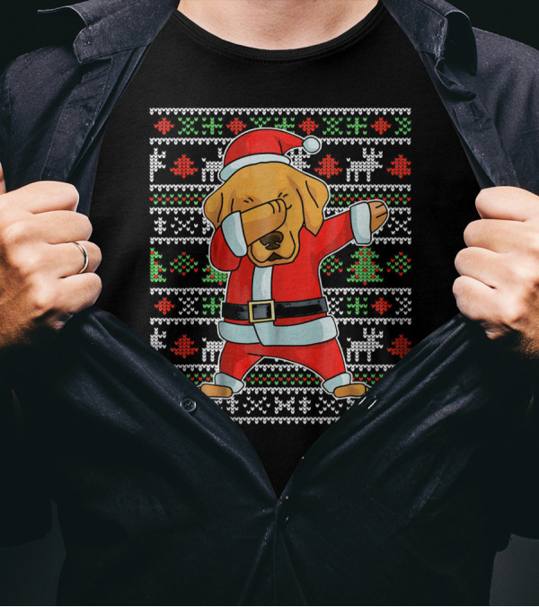 Golden Retriever Dog Christmas Santa Dab Ugly T-Shirt