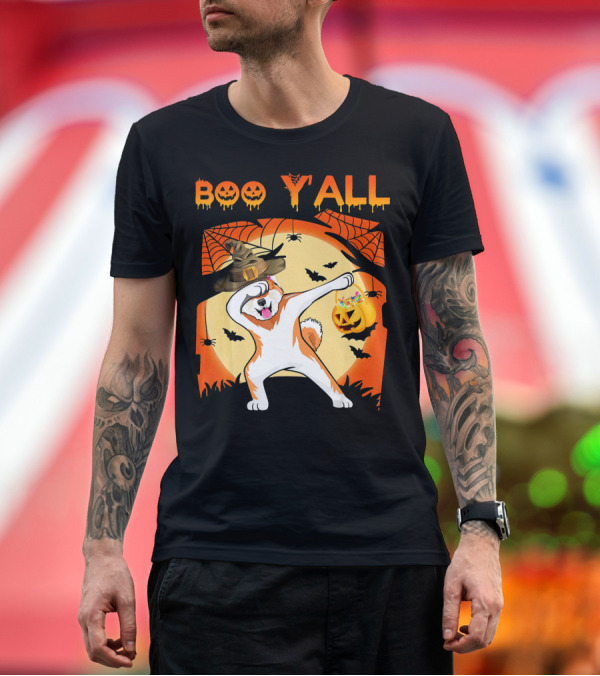 Premium T-Shirt: Boo Yall Akita Dabbing Ghost Halloween T-Shirt Boo Yall Akita Dabbing Ghost Halloween T-Shirt