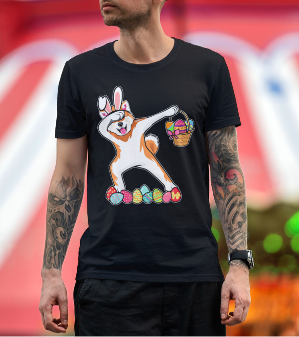 Premium T-Shirt: Akita Dab Easter Bunny Costume with Basket of Eggs T-Shirt Akita Dab Easter Bunny Costume with Basket of Eggs T-Shirt
