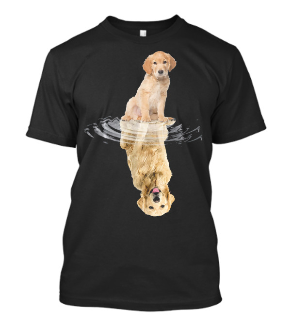 Golden Retriever Reflection Puppy And Adult Mirror Image T-Shirt