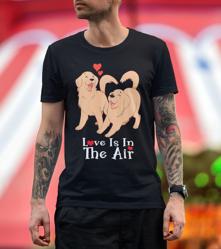 Golden Retriever Love Is In The Air Valentines Day T-Shirt