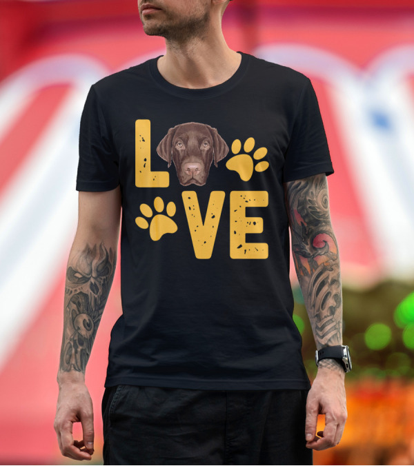 Premium T-Shirt: LOVE Chocolate Lab Labrador Retriever Paw Prints T-Shirt LOVE Chocolate Lab Labrador Retriever Paw Prints T-Shirt