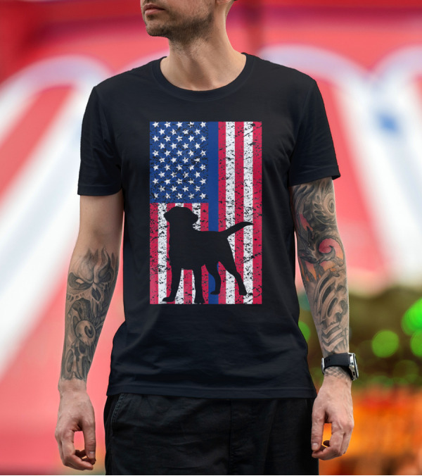 Premium T-Shirt: Labrador Retriever Dog Police Flag Thin Blue Line Stars Stripes T-Shirt Labrador Retriever Dog Police Flag Thin Blue Line Stars Stripes T-Shirt