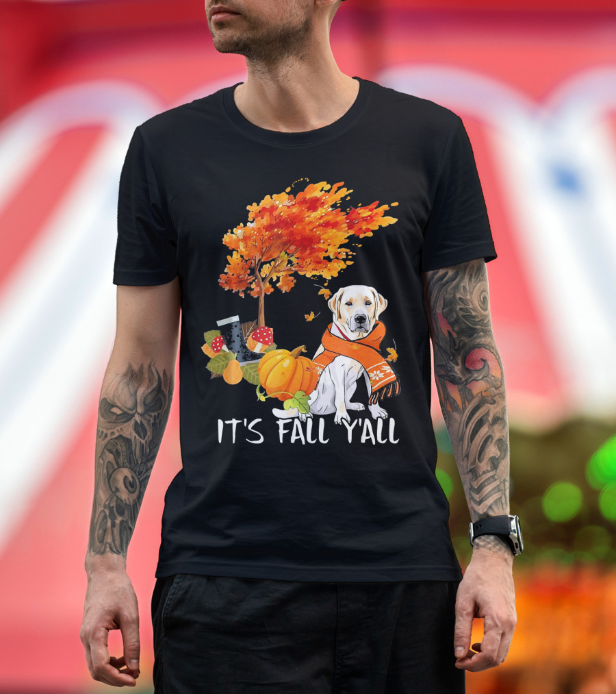 It's Fall Y'all Labrador Retriever Autumn Scene T-Shirt