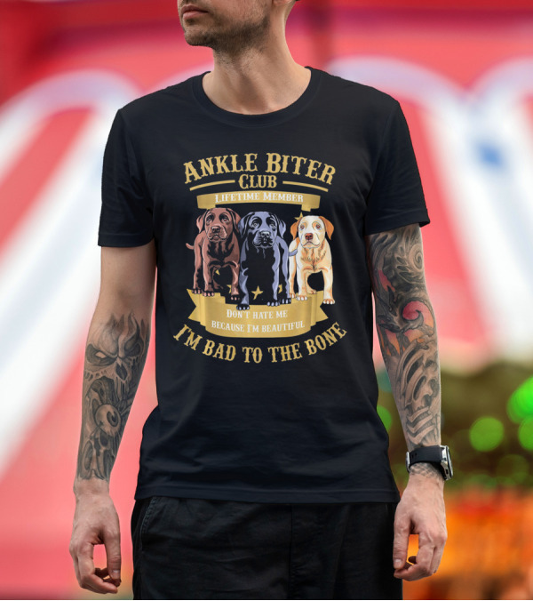 Premium T-Shirt: ANKLE BITER CLUB LIFETIME MEMBER DON'T HATE ME BECAUSE I'M BEAUTIFUL I'M BAD TO THE BONE 3 LABRADOR RETRIEVER PUPPIES T-Shirt ANKLE BITER CLUB LIFETIME MEMBER DON'T HATE ME BECAUSE I'M BEAUTIFUL I'M BAD TO THE BONE 3 LABRADOR RETRIEVER PUPPIES T-Shirt
