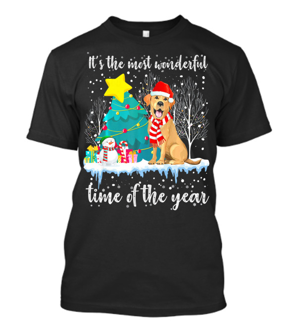 Labrador Retriever It's The Most Wonderful Time Of The Year Christmas Scene T-Shirt