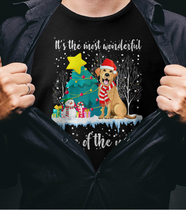 Labrador Retriever It's The Most Wonderful Time Of The Year Christmas Scene T-Shirt