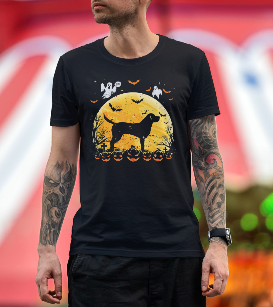 Labrador Retriever Lover Halloween Moon Ghosts and Pumpkins T-Shirt