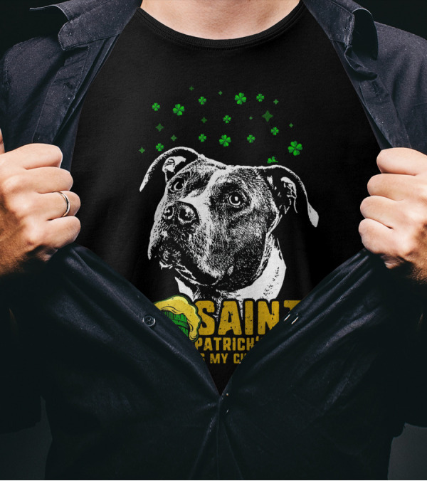 SAINT PATRICK'S DAY IS MY CHRISTMAS PIT BULL WITH BEER AND CLOVERS T-Shirt