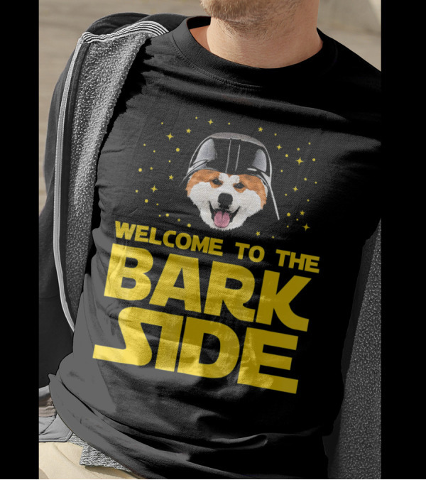 Welcome To The Bark Side Akita Dog In Vader Helmet With Stars T-Shirt