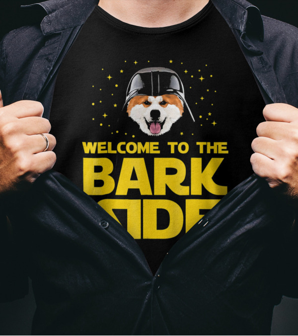Welcome To The Bark Side Akita Dog In Vader Helmet With Stars T-Shirt