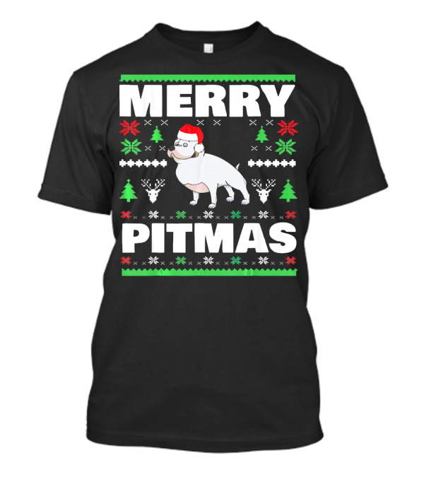 Merry Pitmas Ugly Pit Bull Christmas T-Shirt