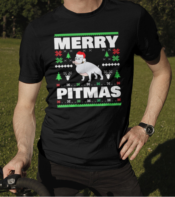 Merry Pitmas Ugly Pit Bull Christmas T-Shirt