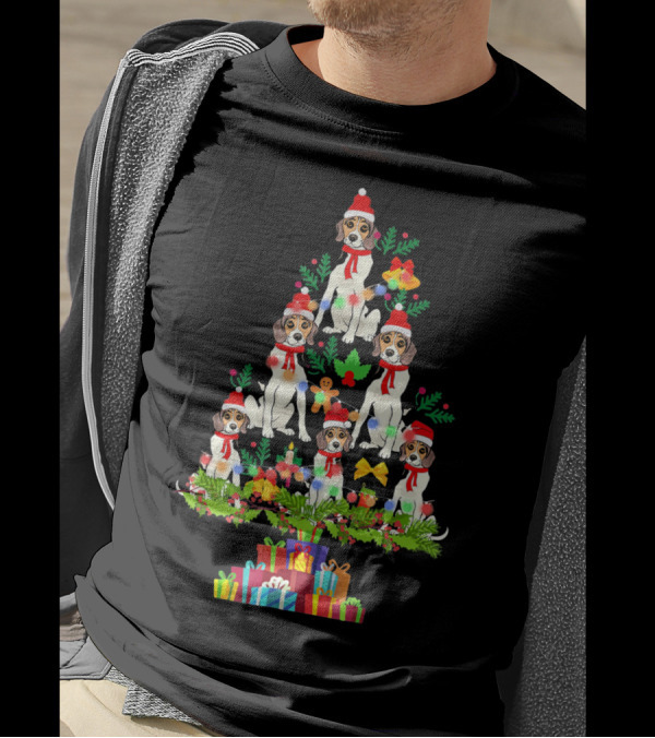 Beagle Christmas Tree Happy Xmas Beagle Santa Hat Holiday Gifts T-Shirt