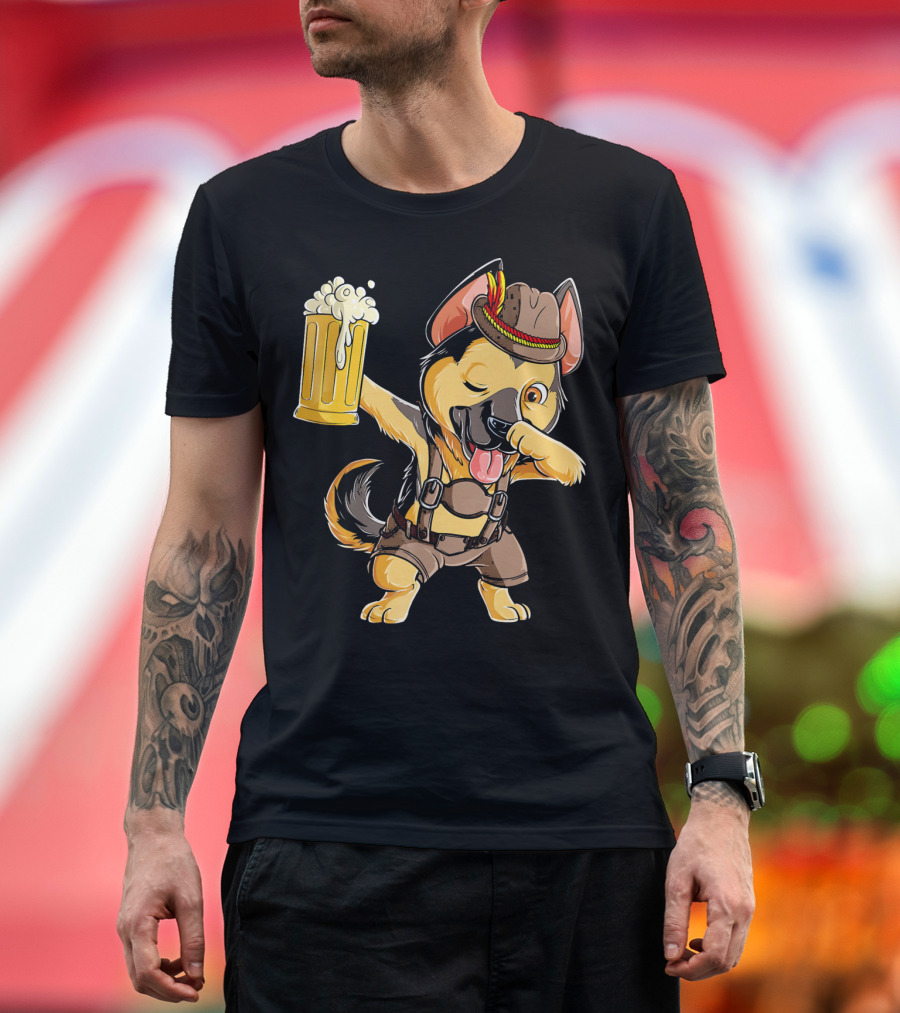 Oktoberfest Dabbing German Shepherd with Beer Mug T-Shirt