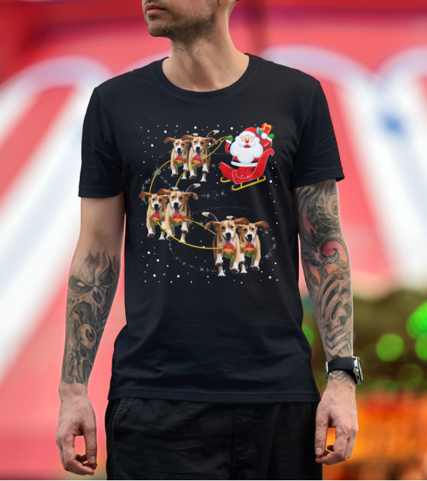 Premium T-Shirt: Santa's Sleigh Pulled by Beagle Reindeer T-Shirt Santa's Sleigh Pulled by Beagle Reindeer T-Shirt