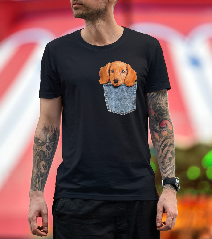 Beagle in My Pocket Cute Puppy Dac Adorable Puppy Denim Pocket T-Shirt