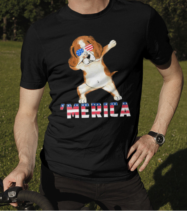 Beagle 'Merica 4th Of July Dog With Patriotic Sunglasses T-Shirt