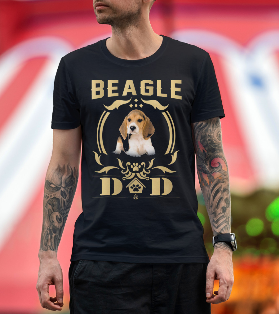 Beagle Dad Cute Puppy Paw T-Shirt