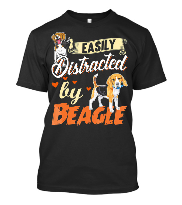 Easily Distracted By Beagle Lover With Beagle Images And Hearts T-Shirt