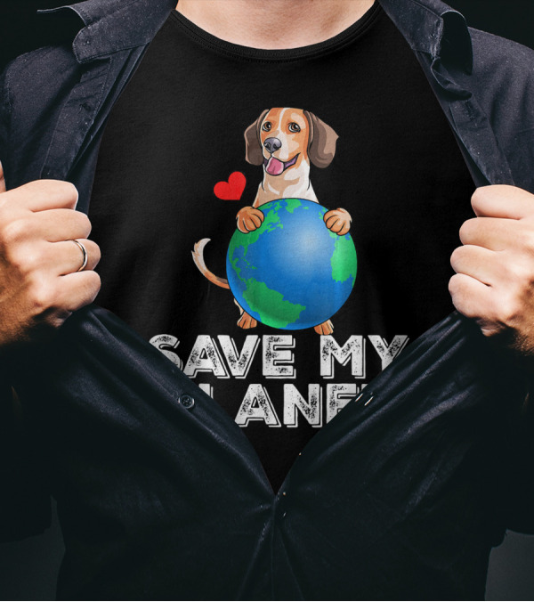 Beagle With Heart Holding Earth Save My Planet T-Shirt