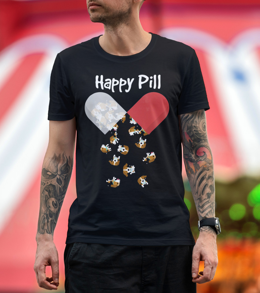 Beagle Dog Happy Pill Cute Beagle Capsule T-Shirt
