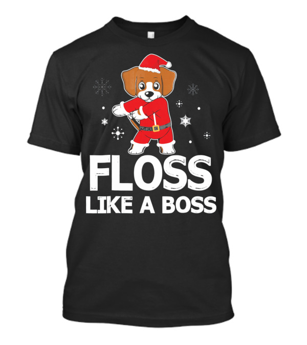 Beagle Dog Floss Like A Boss Santa Snowflakes T-Shirt