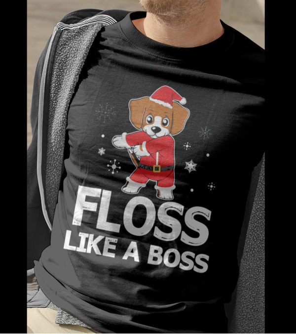 Beagle Dog Floss Like A Boss Santa Snowflakes T-Shirt